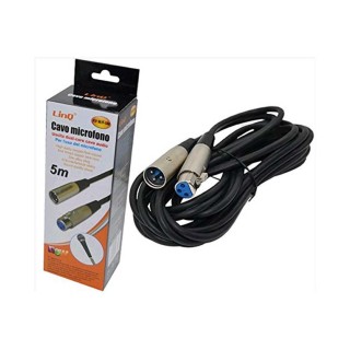 Cavo audio stereo cannon xlr M - cannon xlr F 5mt linq