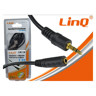cavo audio stereo jack 3,5 mm M - jack 3,5 mm F 3mt linq