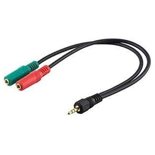 Cavo audio quadripolare separatore cuffia microfono jack 3,5mm M - 2x jack 3,5mm F 15cm