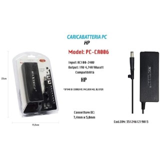 CARICABATTERIA 19V 4,74A 90W per Notebook HP PC Alimentatore MAXTECH PC-CA006-13315