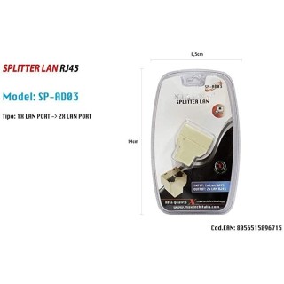 Splitter LAN Rete SDOPPIATORE RJ45 1 A 2 Porte CONNETTORE ETHERNET MAXTECH