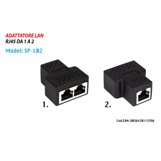 ADATTATORE RJ45 SPLITTER CONVERTITORE LAN DA 1 A 2 PORTE DOPPIO MAXTECH SP-L02