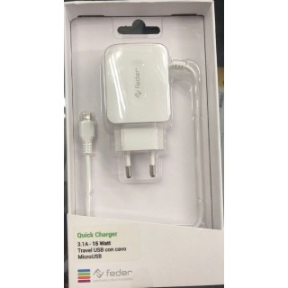 Caricabatteria da rete micro usb 3.1Bianco Feder