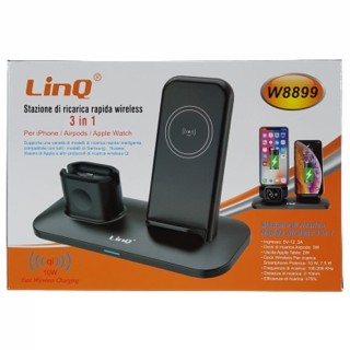 STAZIONE DI RICARICA RAPIDA WIRELESS NERA 3 IN 1