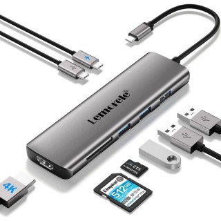 Lemorele Hub USB C 3.0 - 8 in 1 Spazio Alluminio Adattatore USB C Hub a HDMI 4K, 3 USB 3.0, PD 100W, SD/TF, Dati USB-C