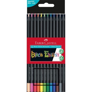 Faber-Castell Black Edition 116412 Matite Colorate, Multicolore, 12 pezzi