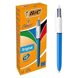 Bic Penne Multicolore a Sfera, Penne a Scatto con 4 Colori, Punta Media (1.0 mm)